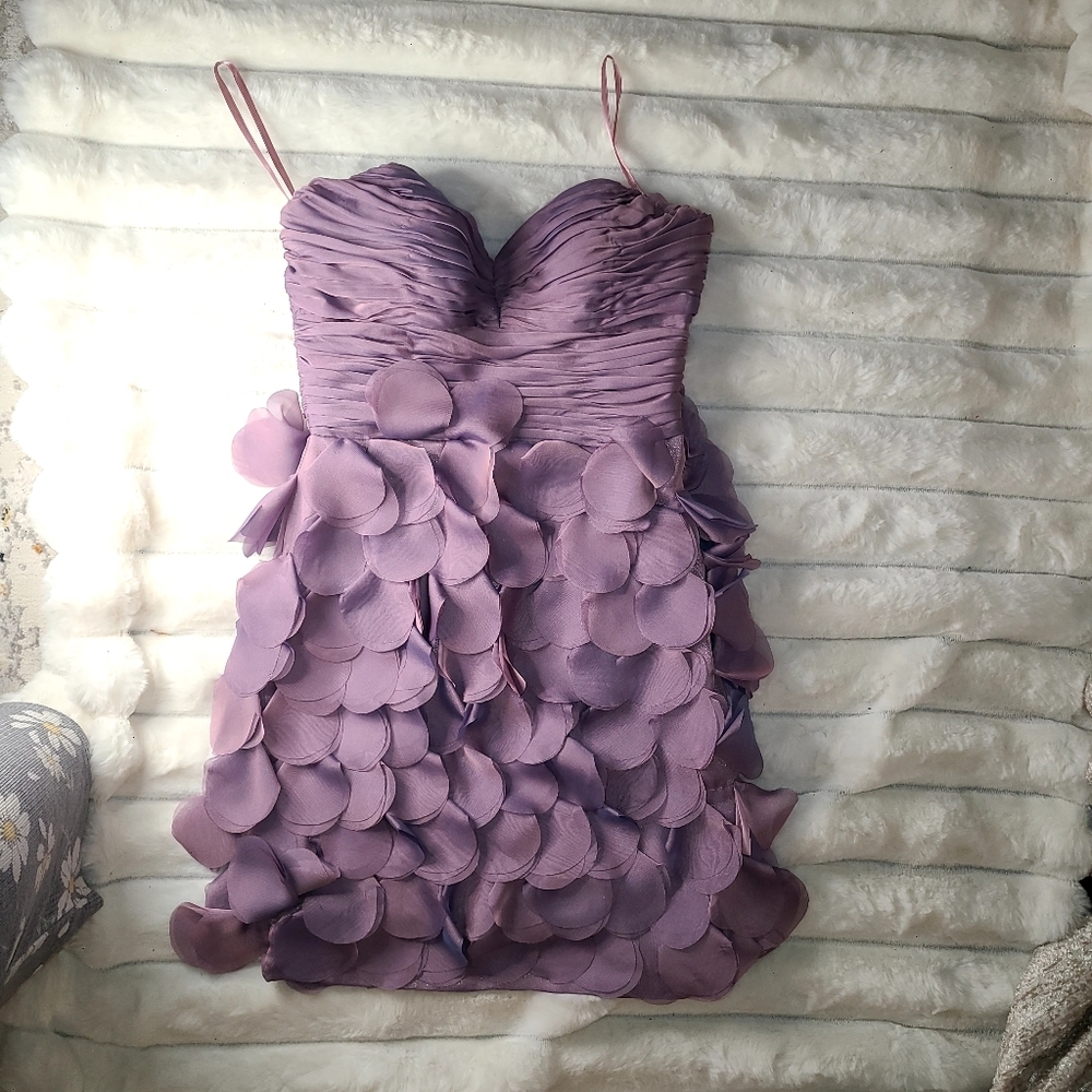 Purple Ruffled Tiered Sweetheart Mini Dress - Picture 3 of 13